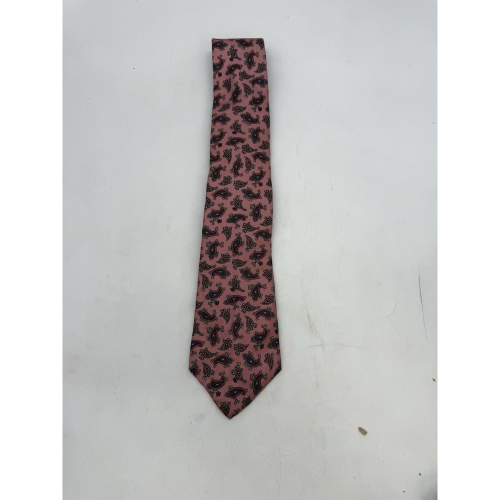 Vintage CHRISTIAN DIOR Silk Neck Tie Paisley Print AOP Pink Purple Designer